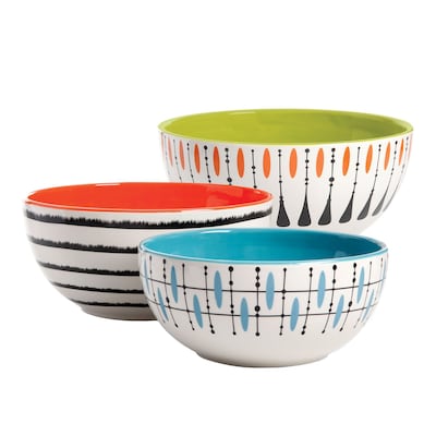 Gibson Studio California Luminescent 3-Piece Mixing Bowl Set, Mixed Colors (113195.03)