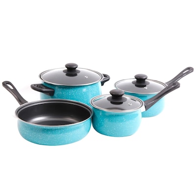 Gibson Home Casselman 7–Piece Turquoise Carbon Steel Cookware Set (935100973M)