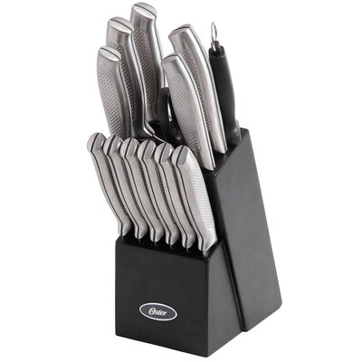 Sunbeam Cutlery 22 PC Block Set Stainless Steel Red Knives Collection