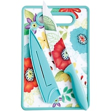 Studio California Jordana 8 Chef Knife W/Sheath & Cutting Board, Turquoise Floral Pattern (112065.0