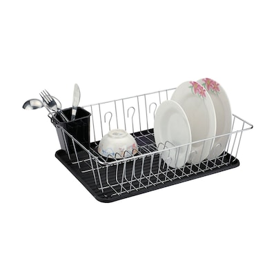 MegaChef 16 Inch Two Shelf Dish Rack in Blue