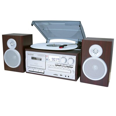 Boytone 28-Series Silver-Mahogany Classic Bluetooth Turntable System (935101334M)