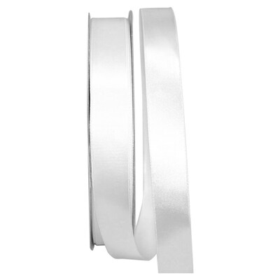 JAM Paper Single Faced Satin Ribbon, 7/8W x 100 yds., White (52640341401)