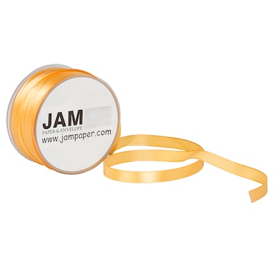 JAM Paper Single Face Satin Ribbon, 3/8W x 15 yds., Gold (36277675)