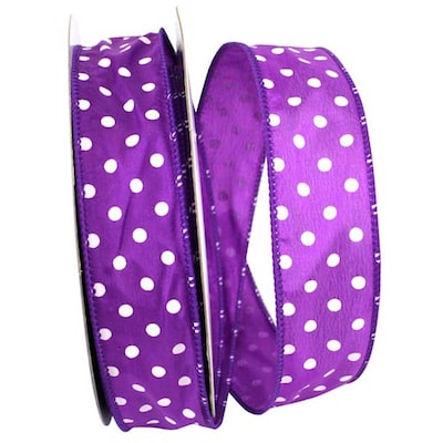 JAM Paper Single Face Satin Ribbon, Purple Polka Dot (J92839W06409KA)