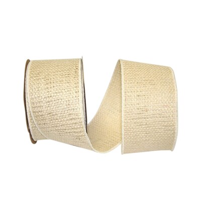 JAM Paper Wired Edge Burlap Ribbon, Ivory (52640348978)