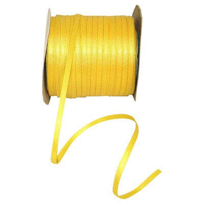 JAM Paper Double Face Satin Ribbon, 1/8"W x 100 yds., Yellow (52640342674)