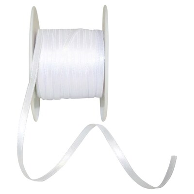 JAM Paper Double Face Satin Ribbon, 1/8W x 100 yds., White (52640342688)