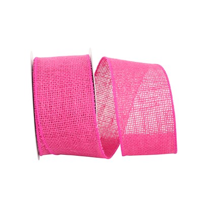JAM Paper Wired Edge Burlap Ribbon, Fuchsia Pink (52640348954)