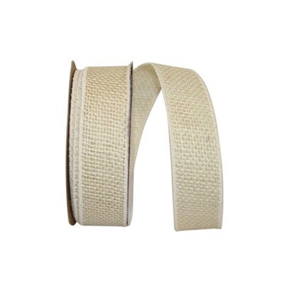 JAM Paper Wired Edge Burlap Ribbon, Ivory (52640348979)