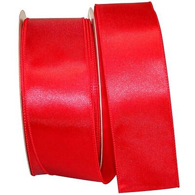 JAM Paper Single Face Satin Ribbon, 2 1/2W x 50 yds., Red (J92575W06540KA)