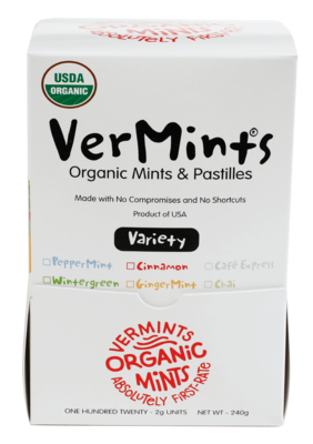 VerMints Mints, Assorted Flavors, 120 Pieces/Pack, 120/Box (VNT00991)