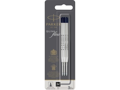 Parker Quinkflow Ballpoint Pen Refill, 0.7 mm, Medium Point, Black Ink, 3/Pack (2119151)