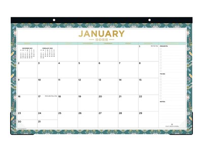 2022 Blue Sky Astrid Ocean 11 x 17 Monthly Desk Pad Calendar, White/Blue (136407)