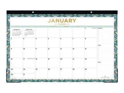 2022 Blue Sky Astrid Ocean 11 x 17 Monthly Desk Pad Calendar, White/Blue (136407)