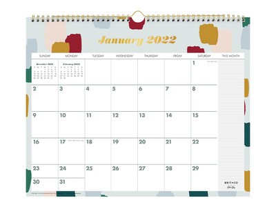 2022 Blue Sky Brushed Dots by Brit + Co 12 x 15 Monthly Wall Calendar (136022)