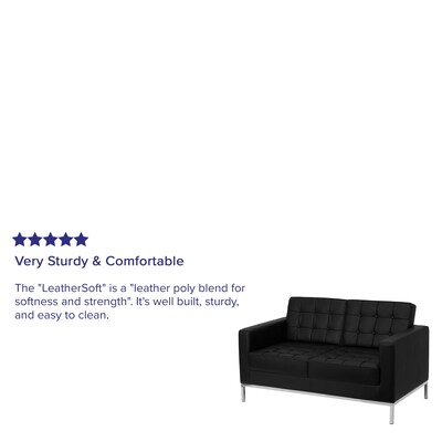 Flash Furniture HERCULES Lacey Series 57" LeatherSoft Loveseat with Stainless Steel Frame, Black (ZBLACEY8312LSBK)