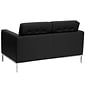 Flash Furniture HERCULES Lacey Series 57" LeatherSoft Loveseat with Stainless Steel Frame, Black (ZBLACEY8312LSBK)