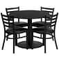 Flash Furniture 36'' Round Black Laminate Table Set W/4 Ladder Back Black Vinyl Seat Chairs (RSRB1029)