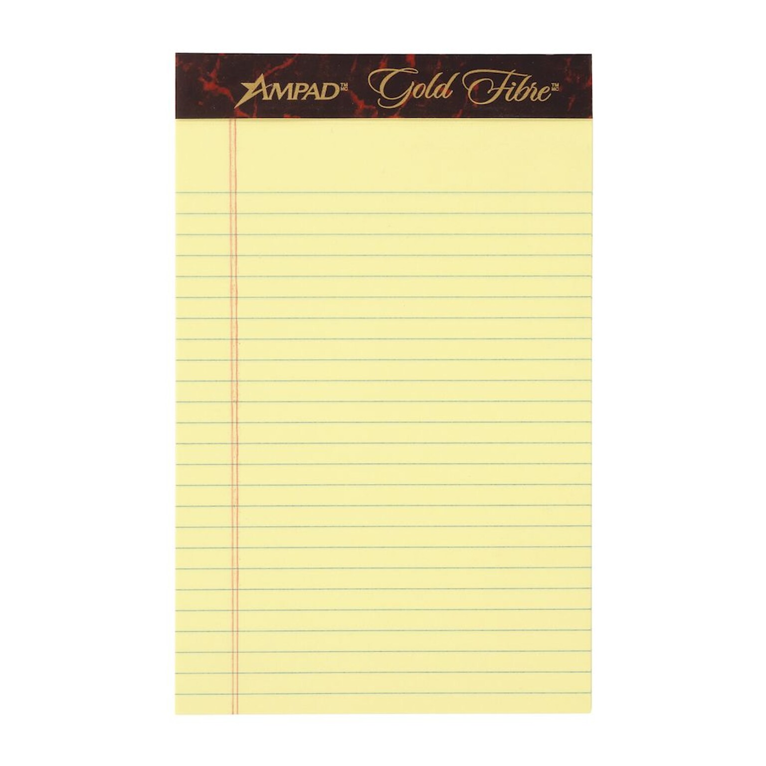 Ampad Gold Fibre Notepads, 5 x 8, College Ruled, Canary, 50 Sheets/Pad, 12 Pads/Pack (TOP 20-004R)