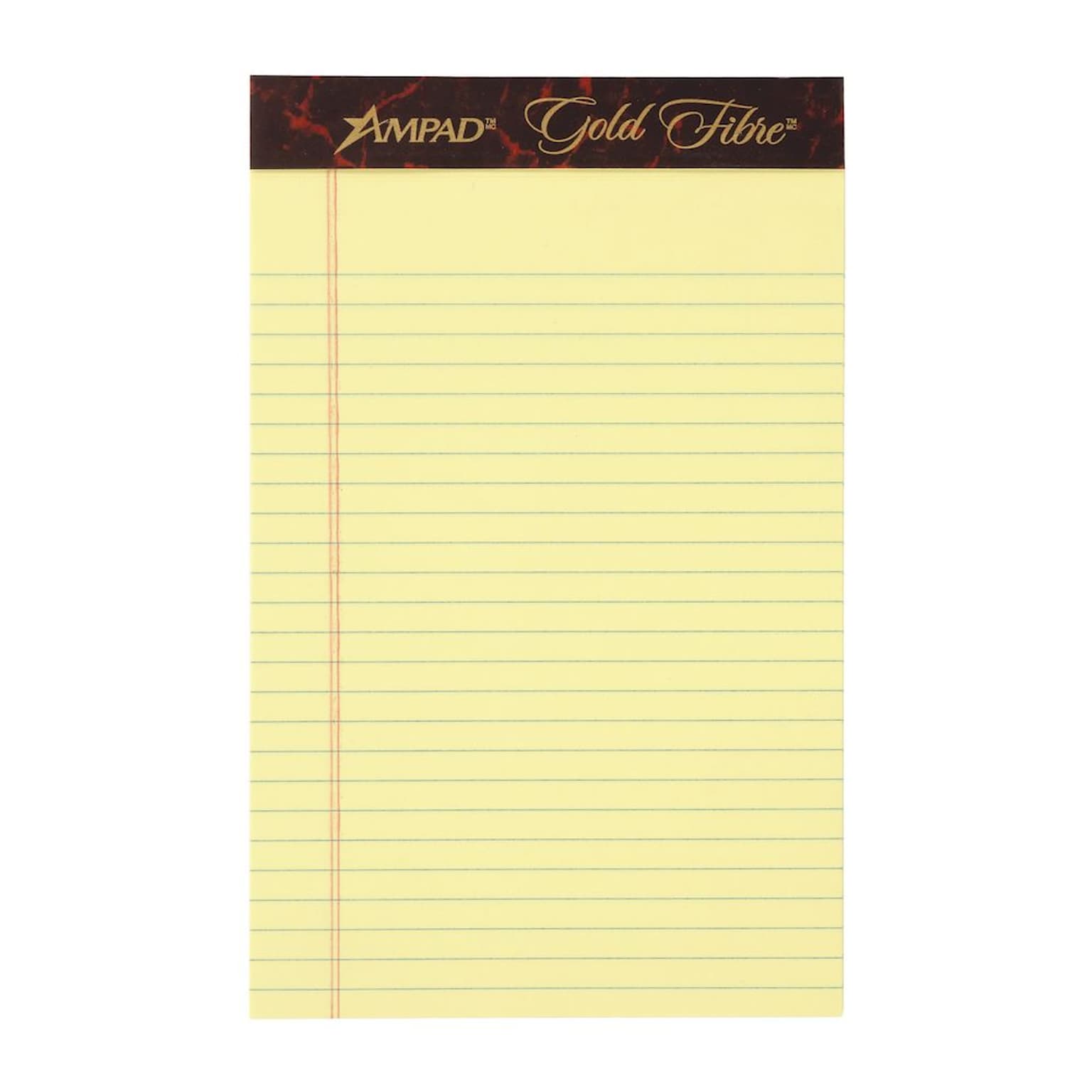 Ampad Gold Fibre Notepads, 5 x 8, College Ruled, Canary, 50 Sheets/Pad, 12 Pads/Pack (TOP 20-004R)