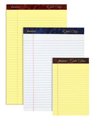 Ampad Gold Fibre Notepads, 5" x 8", College Ruled, Canary, 50 Sheets/Pad, 12 Pads/Pack (TOP 20-004R)