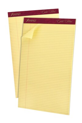 Ampad Gold Fibre Notepad, 8.5 x 14, Narrow Ruled, Canary, 50 Sheets/Pad, 12 Pads/Pack (TOP 20-034)