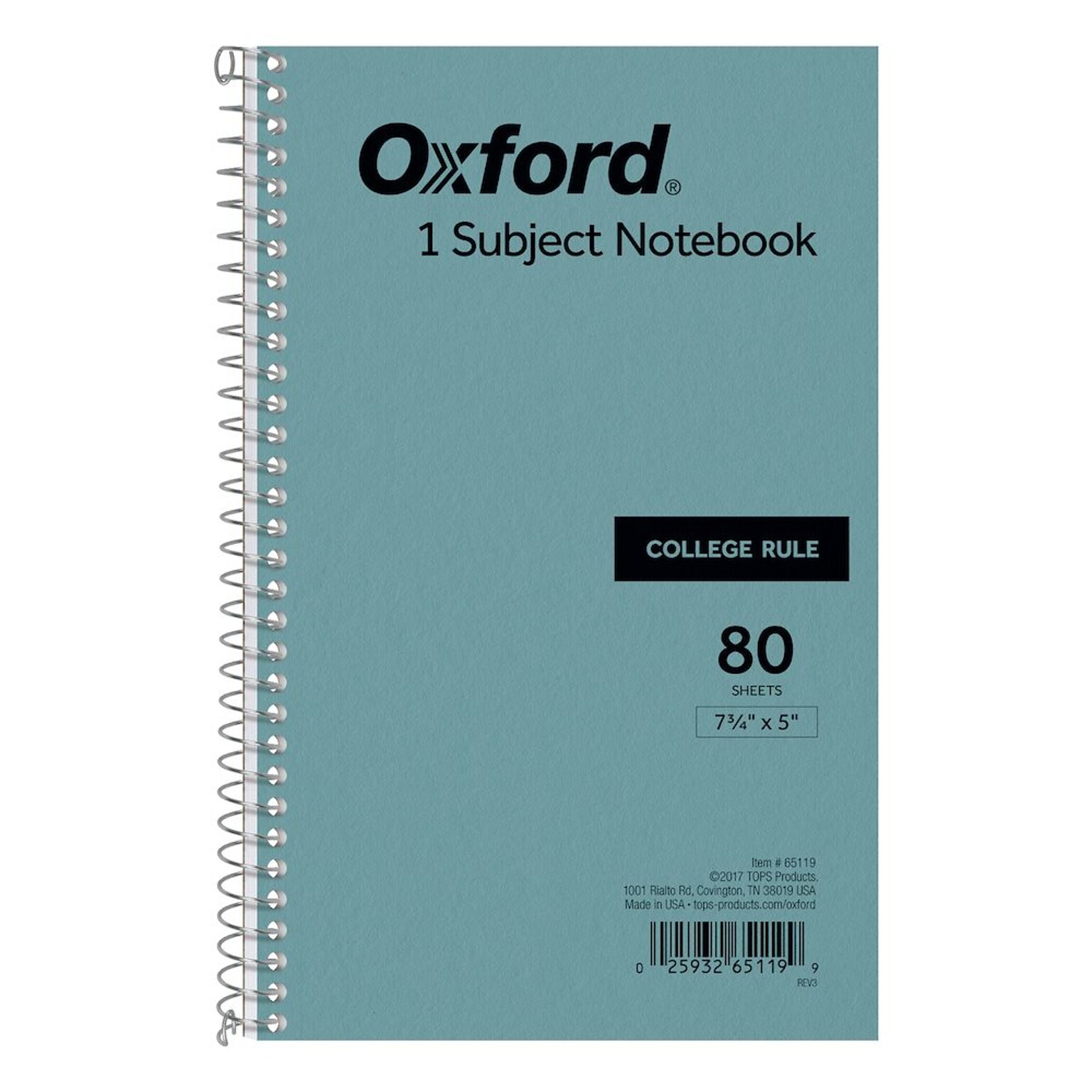 Oxford 1-Subject Notebooks, 5 x 7.75, College Ruled, 80 Sheets, Blue (65119)
