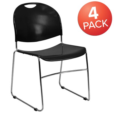 Flash Furniture Hercules™ Stacking Chair, Fabric, Black, Seat: 17.6W x 17.4D, Back: 17.625W x 15.