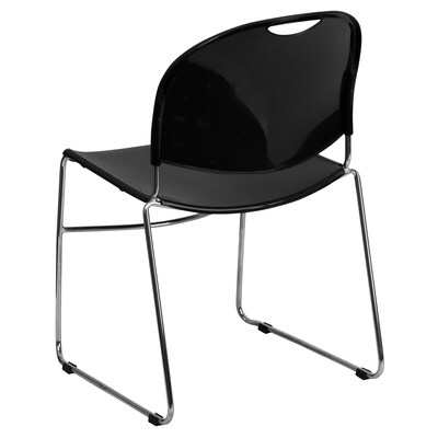 Flash Furniture Hercules™ Stacking Chair, Fabric, Black, Seat: 17.6"W x 17.4"D, Back: 17.625"W x 15.5"H