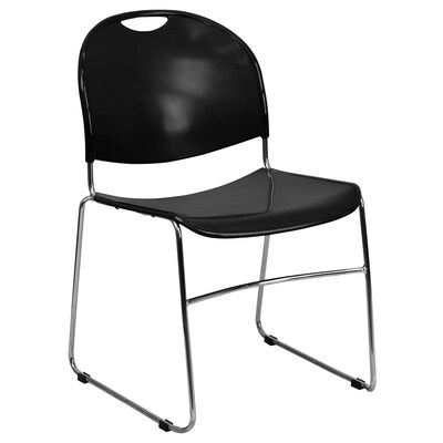 Flash Furniture Hercules™ Stacking Chair, Fabric, Black, Seat: 17.6"W x 17.4"D, Back: 17.625"W x 15.5"H