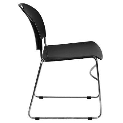 Flash Furniture Hercules™ Stacking Chair, Fabric, Black, Seat: 17.6"W x 17.4"D, Back: 17.625"W x 15.5"H