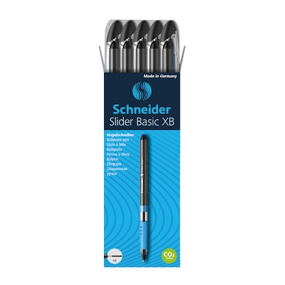 Schneider Slider Basic XB (Extra Broad), Ballpoint Pen, Box of 10 Pens, Black (151201)