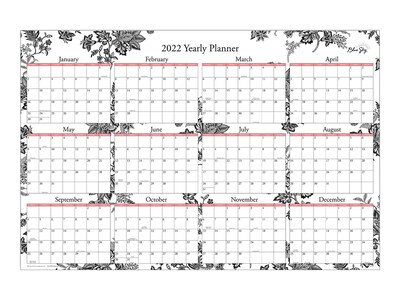 2022 Blue Sky Analeis 36 x 24 Yearly Dry-Erase Wall Calendar, Reversible, White/Black/Red (100029-22)