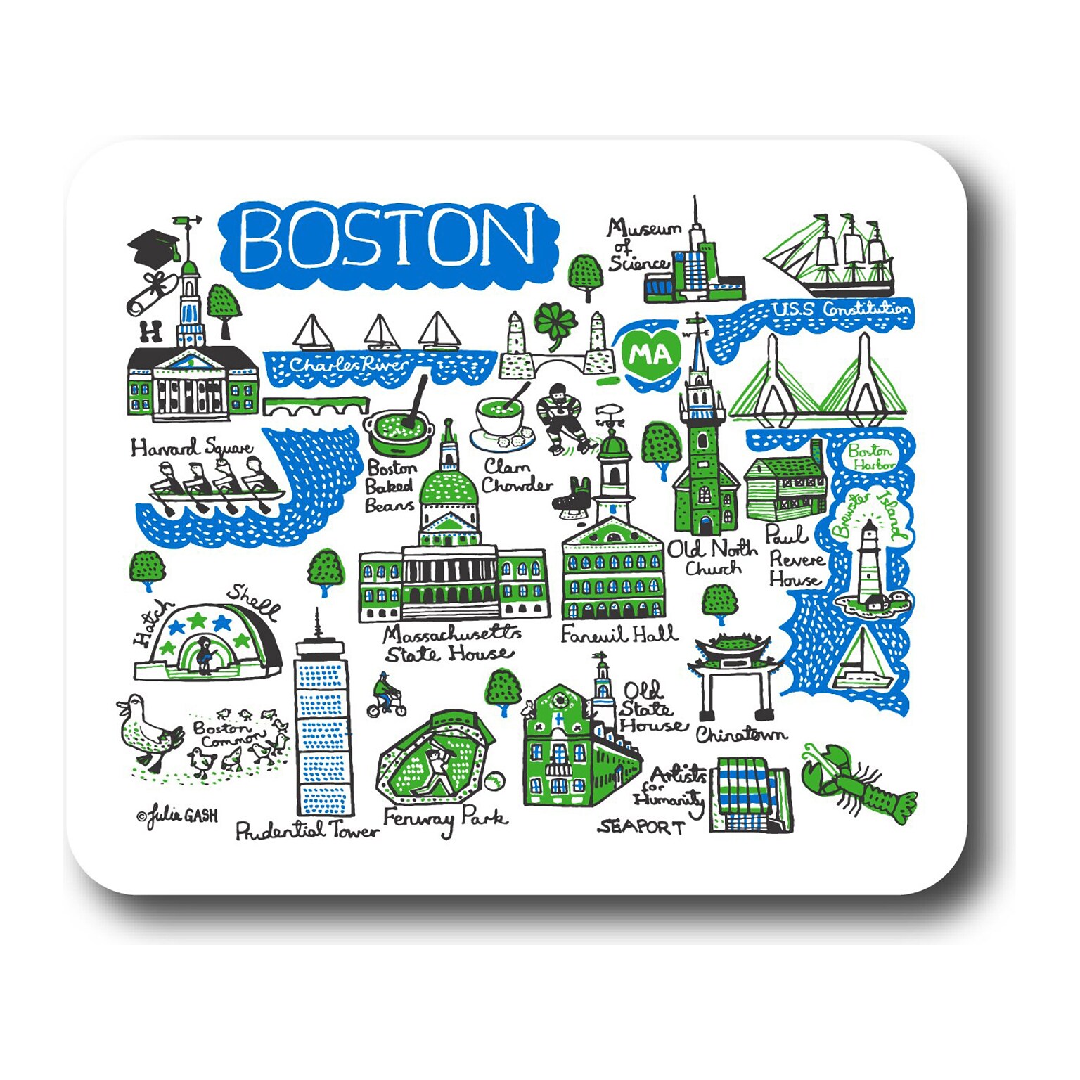 OTM Essentials Artist Series: Julia Gash Boston Non-Skid Mouse Pad, Multicolor (OP-MH-JG1-037)