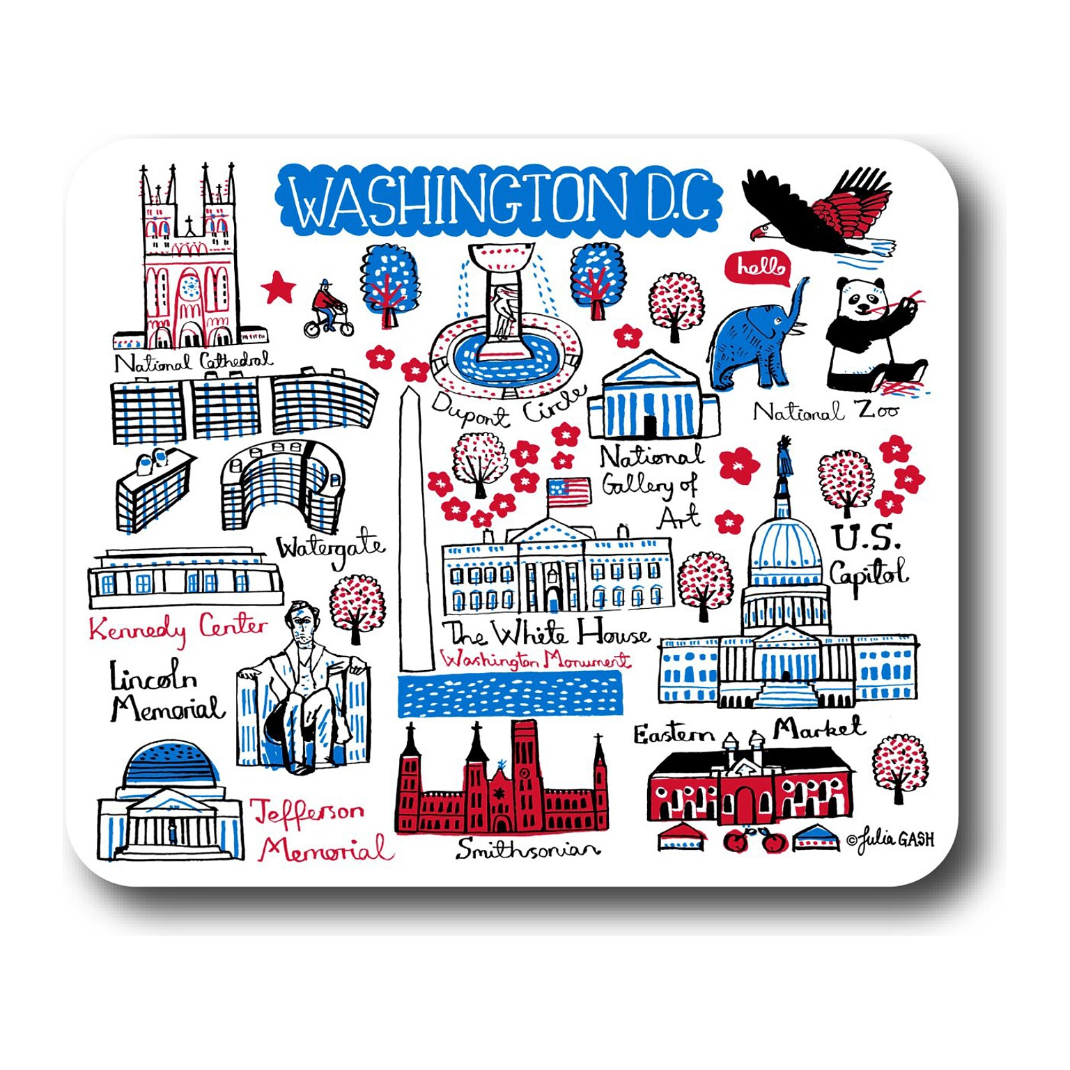 OTM Essentials Artist Series: Julia Gash Washington DC Non-Skid Mouse Pad, Multicolor (OP-MH-JG1-050)