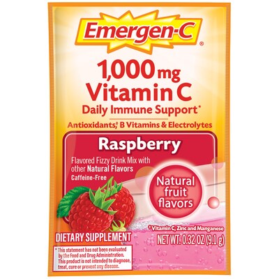 Emergen-C Drink Mix, Raspberry, 30/Box (130201)