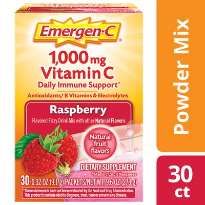 Emergen-C Drink Mix, Raspberry, 30/Box (130201)