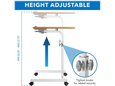 Mount-It! 23.6 x 19.75 Rolling Laptop Desk, Maple/White (MI-8020)