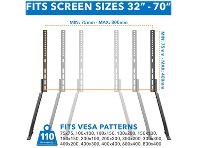 Mount-It! Steel Pedestal TV Stand, Screens up to 70", Black (MI-859)