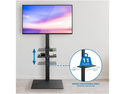 Mount-It! Metal Pedestal TV Stand, Screens up to 55", Black (MI-1877)