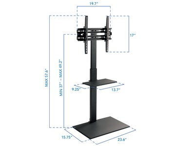 Mount-It! Metal Pedestal TV Stand, Screens up to 55", Black (MI-1877)
