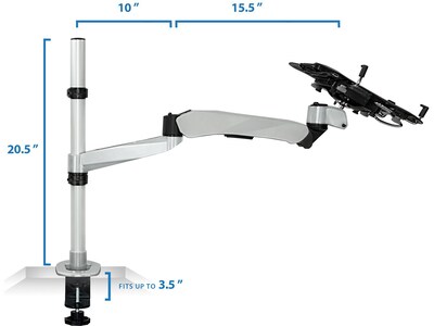 Mount-It! Desk Mount with USB-Powered Cooling Fan for 17" Laptops, Gray/Black (MI-75806)