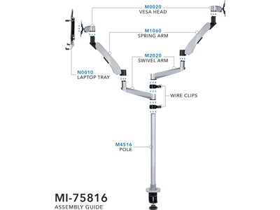 Mount-It! Full-Motion Swiveling Arm Mount for 15" Laptops and 27" Monitors, Gray/Black (MI-75816)