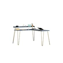 Ameriwood Haven 55 L-Shaped Desk with Riser, Navy/Gold (5640837COM)