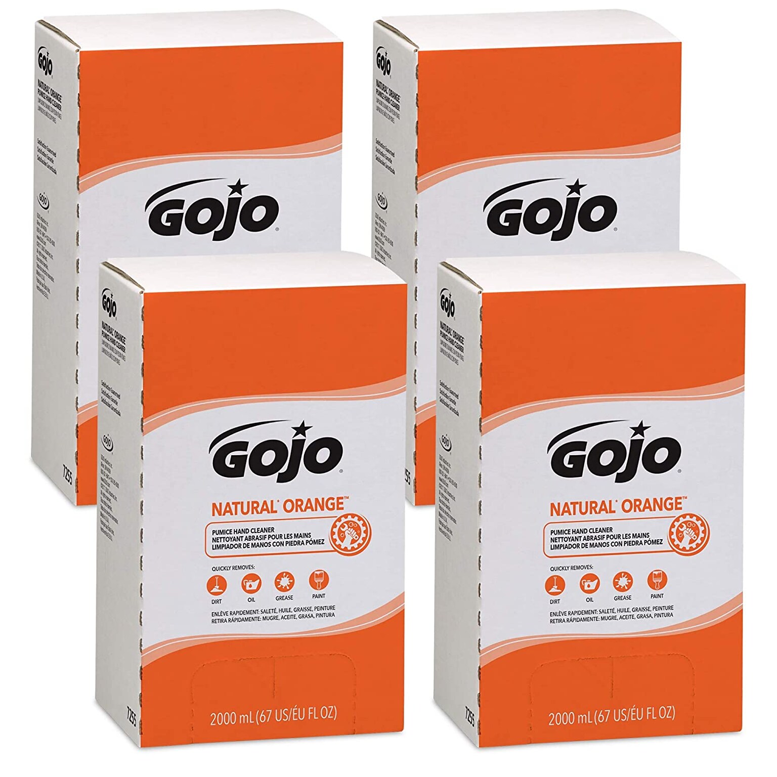 GOJO Natural Orange Liquid Hand Soap Refill for PRO TDX Dispenser, Orange Citrus Scent, 67 oz., 4/Carton (7255-04)