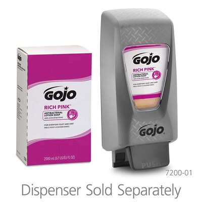 GOJO Rich Pink Antibacterial Liquid Hand Soap Refill for PRO TDX Dispenser, Floral Scent, 67 oz., 4/Carton (7220-04)