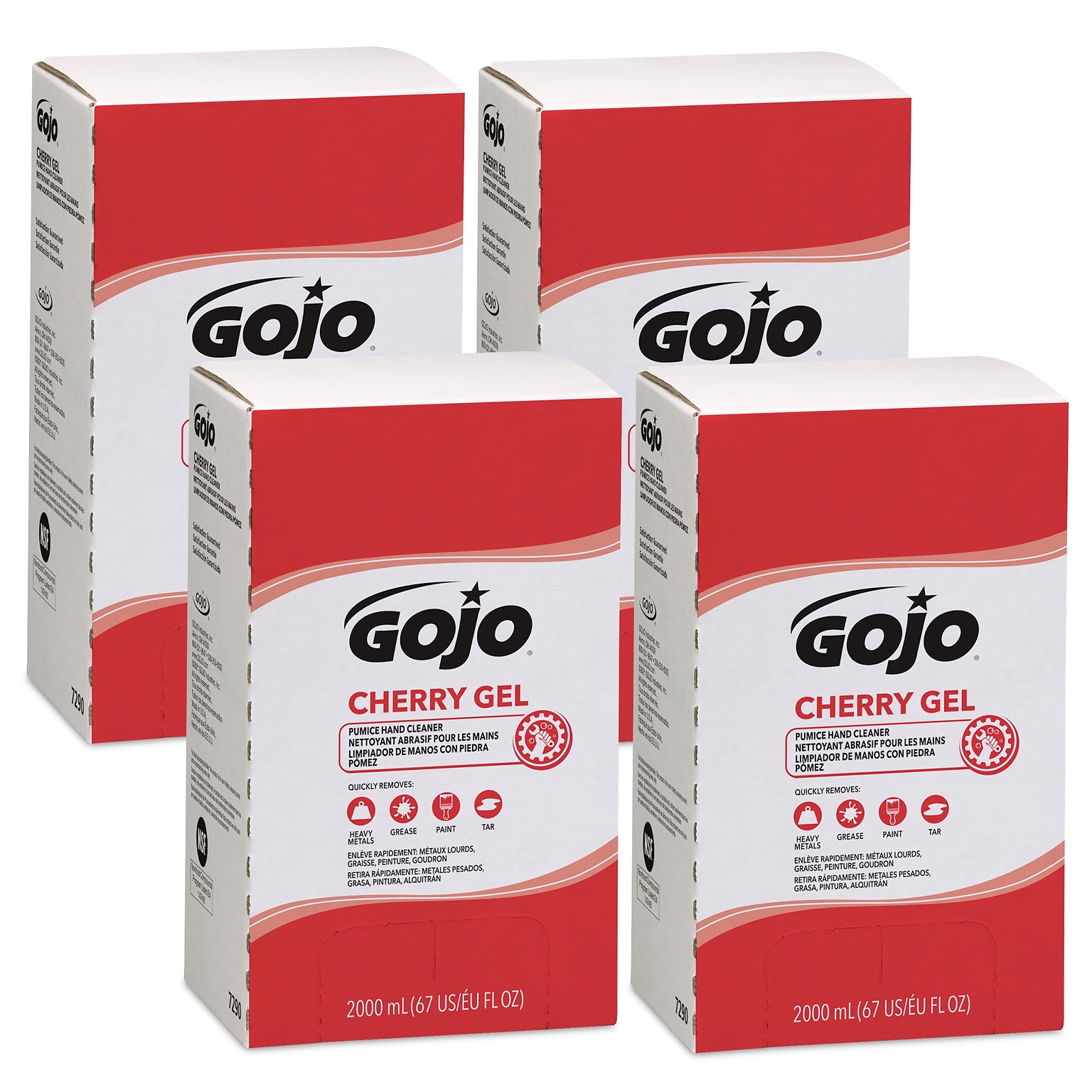 GOJO Cherry Gel Pumice Hand Cleaner, Cherry Scent, 2000 mL Refill for GOJO® PRO™ TDX™ Dispenser, 4/CT (7290-04)