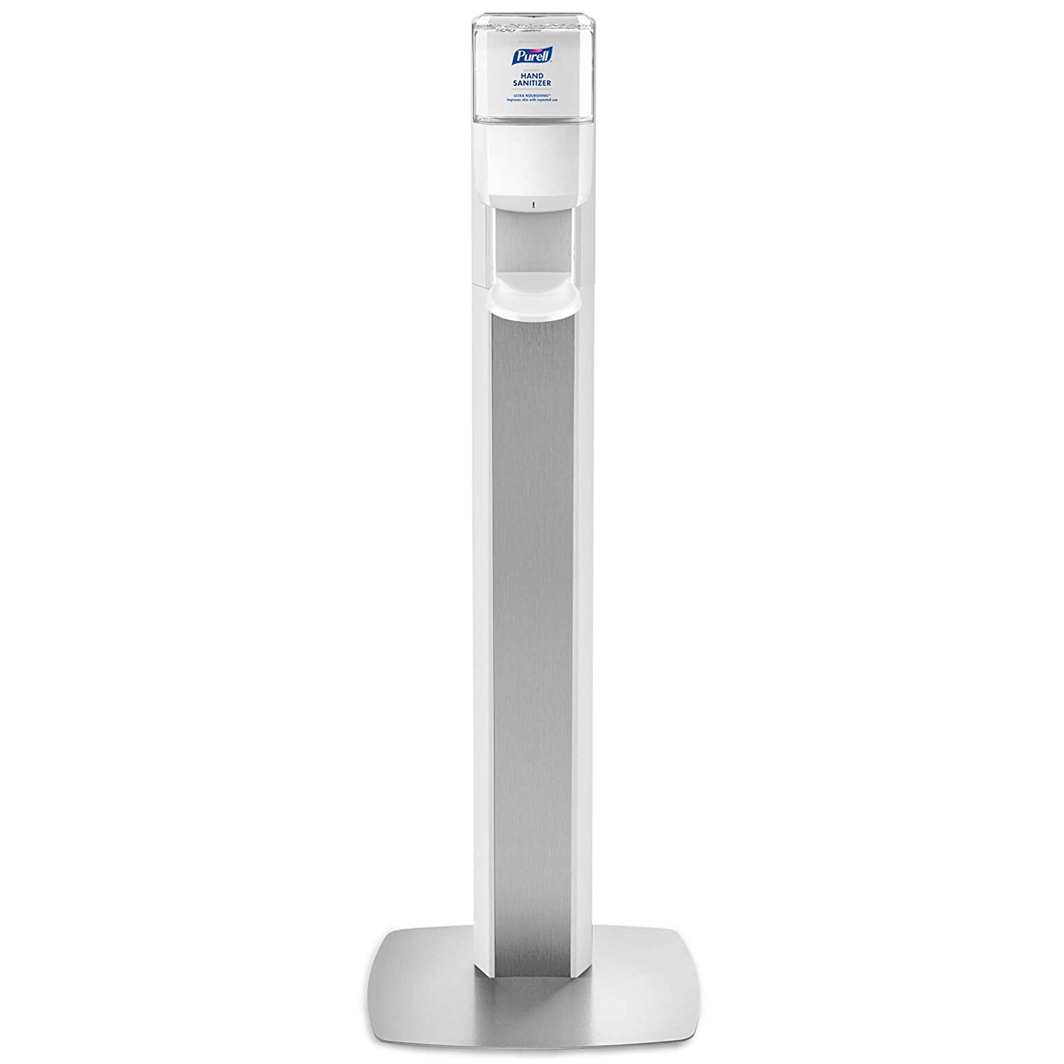 PURELL MESSENGER ES6 Automatic Floor Stand Hand Sanitizer Dispenser, Silver/White (7306-DS-SLV)