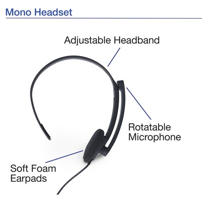 Verbatim Mono Headset, Over-the-Head, Black (70722)